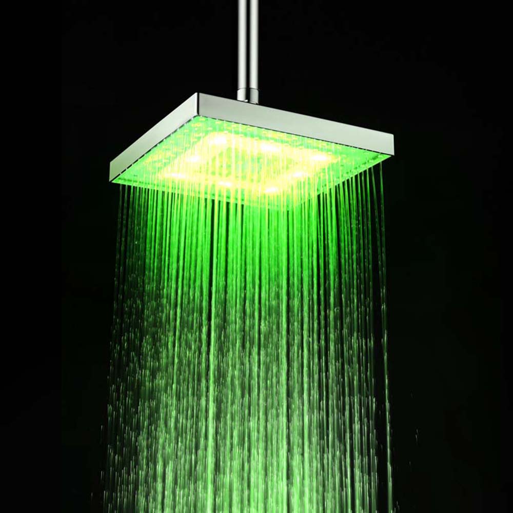 BRELONG 8 - inch LED Colorful Discoloration Square Shower Head Spray