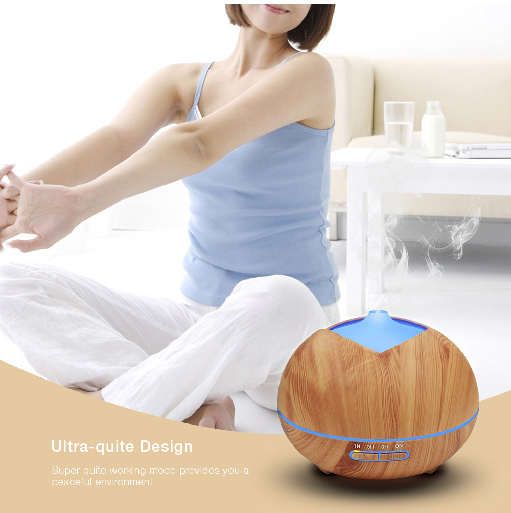GD - 05A (B) 450ml Essential Oil Diffuser Ultrasonic Wood Grain Humidifier with Colorful LED Light