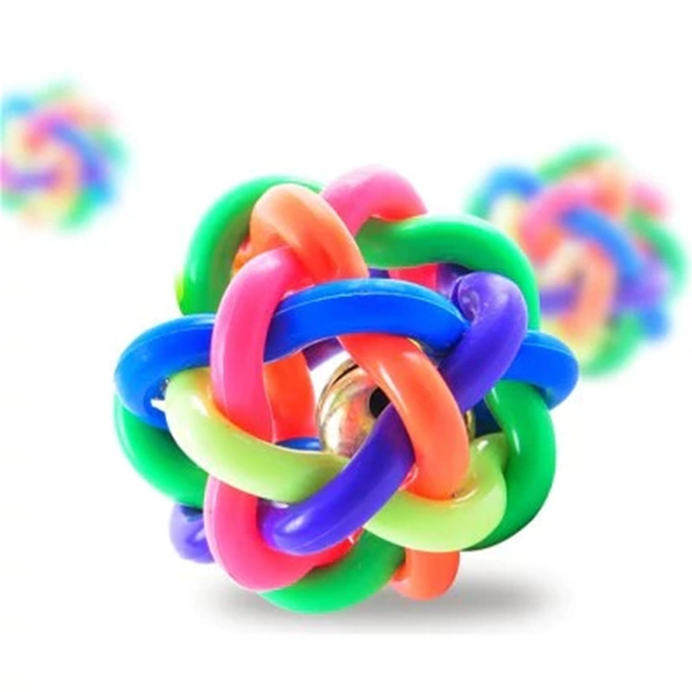 High Quality Rainbow Ball with Bell Pet Dog Chewing Toys