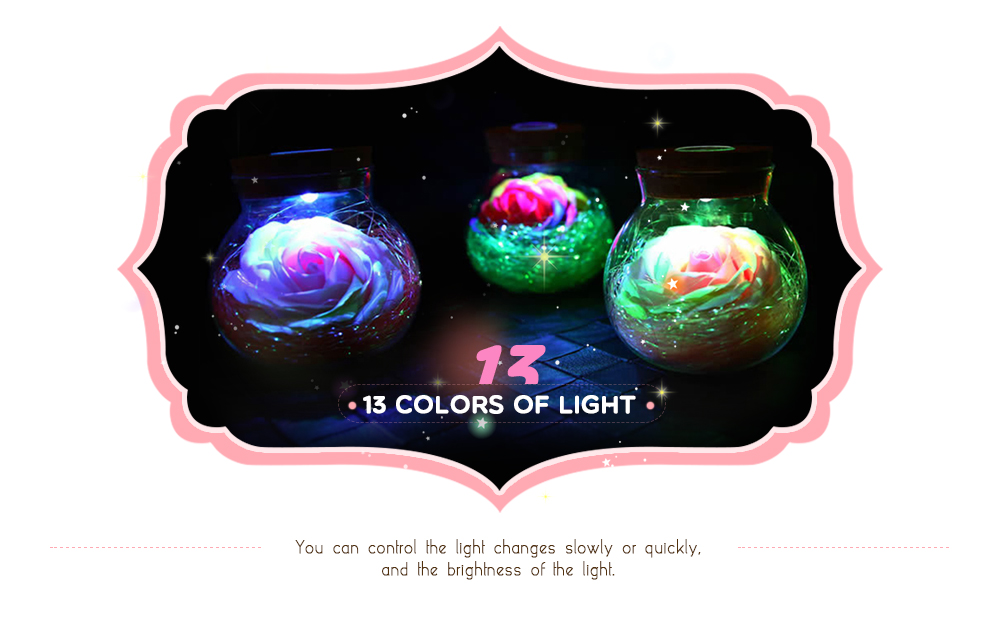 BRELONG LED Colorful Rose Vase Remote Control Glowing Glass Bottles Decoration