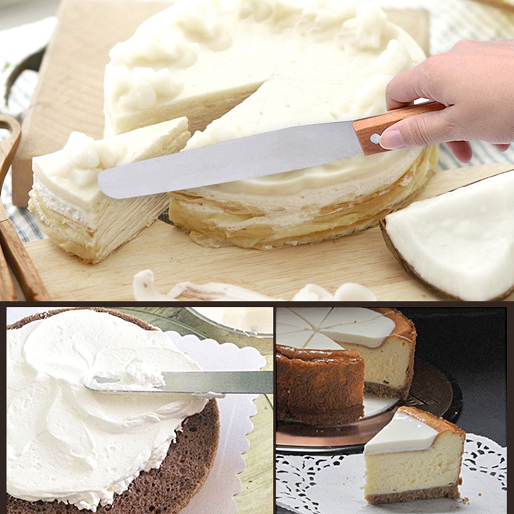 10 Inch Cake Spatula Stainless Steel Wood Handle Cream DIY Baking Cakes Tool