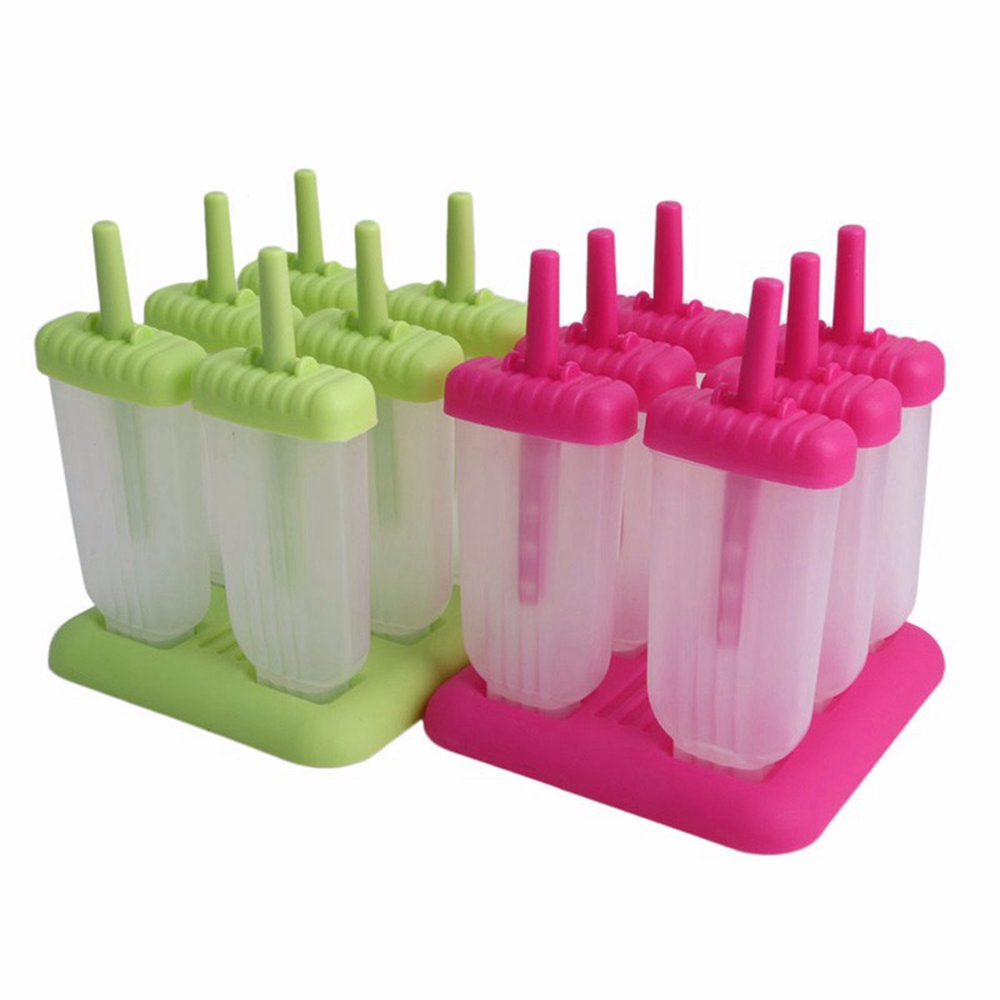 6pcs Ice Cream Popsicle Mold Cooking Tool Rectangle Shaped Reusable