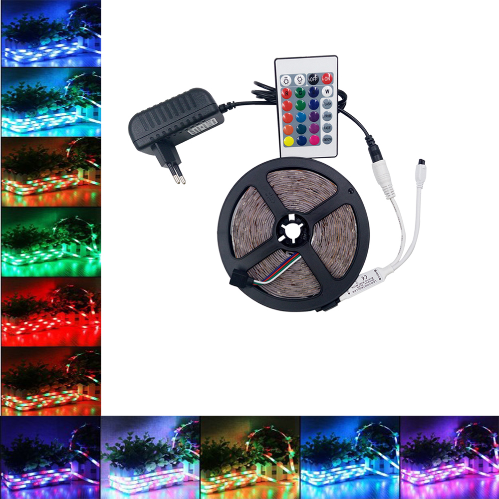 KWB RGB LED Strip Light 300leds RGB 60leds/m with 24key Ir Remote Controller