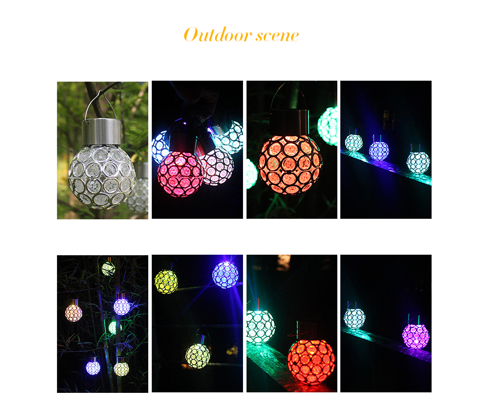 BRELONG LED Solar Garden Hanging Light Control Induction Lluminous Magic Ball