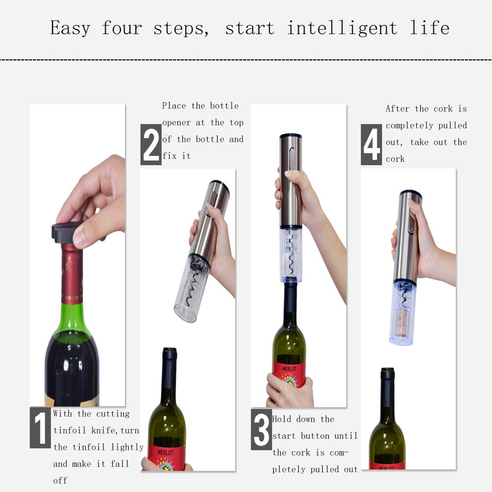 Transparent Charging Electric Wine Bottle Opener Set