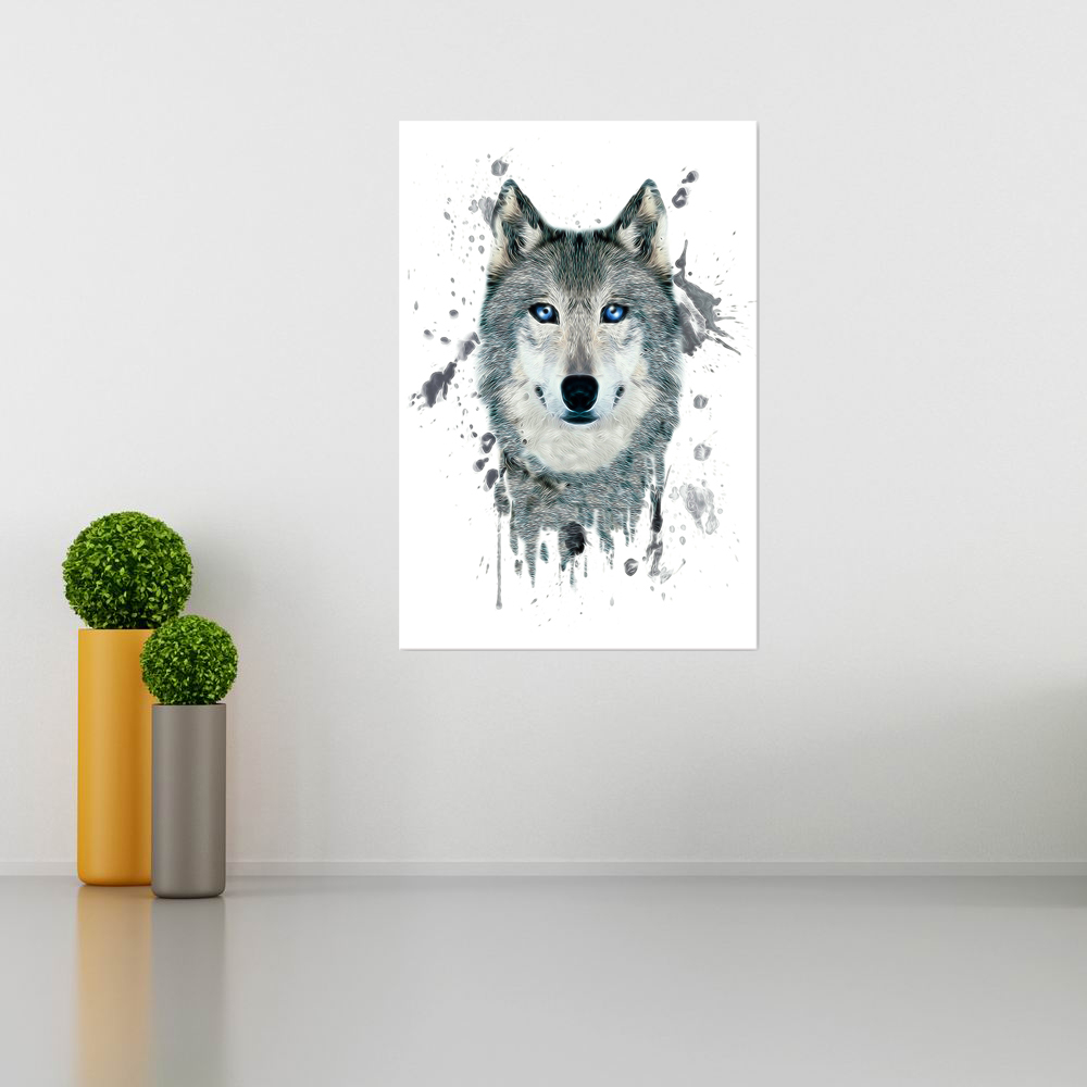 W027 Wolf Head Unframed Wall Art Canvas Prints for Home Decoration