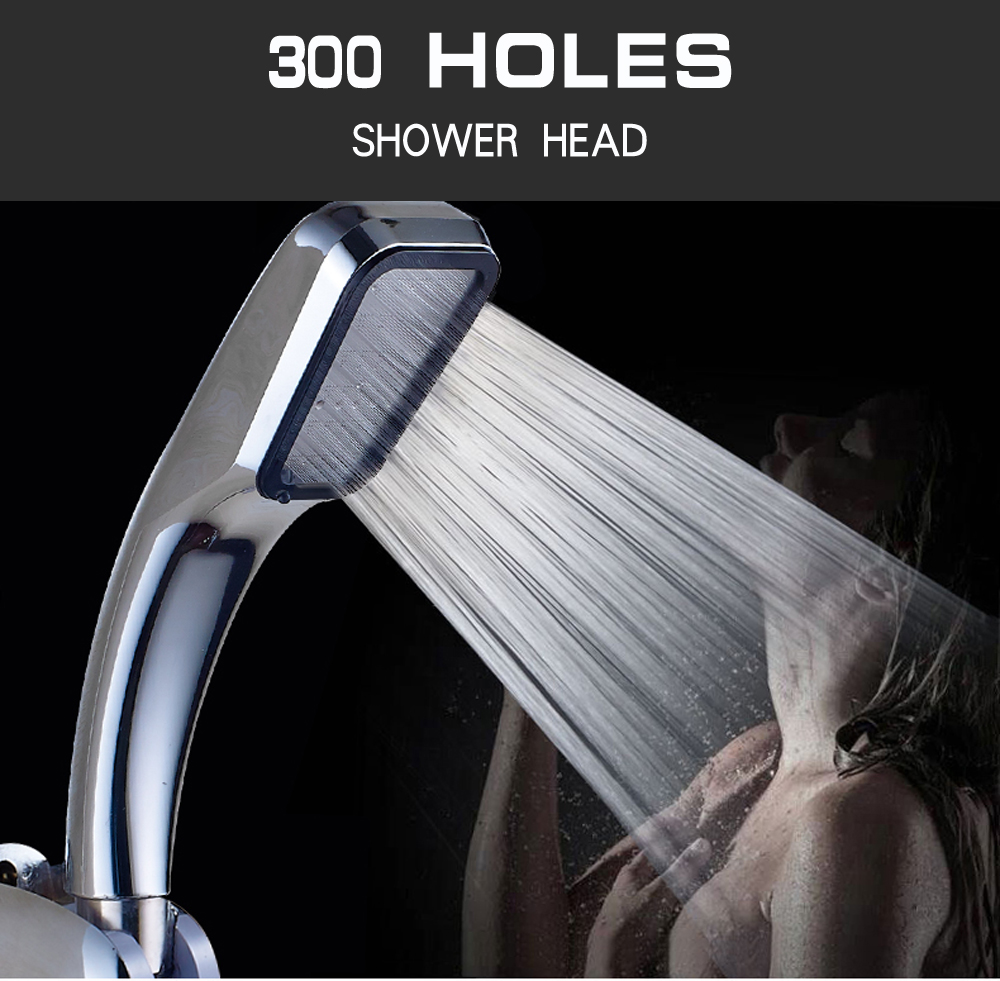 300 Holes Pressure Shower Head Water Saving Rainfall Bathroom Square Spray