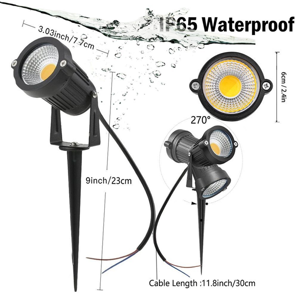 7W COB Waterproof Outdoor Garden Low Voltage AC12V Lawn Lamp Spiked Stand 4PCS