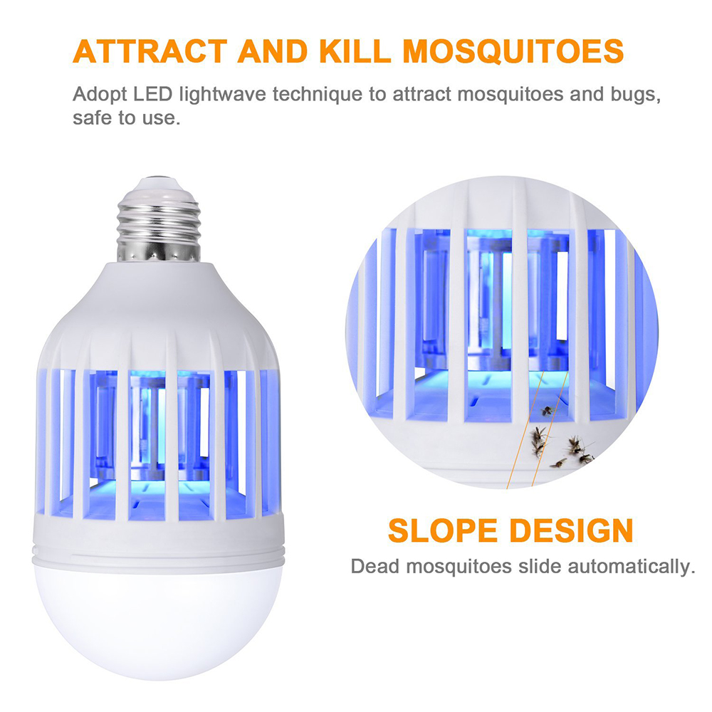 E27 Mosquito Killer Bug Zapper LED Light Bulb Insect Trap for Indoor Outdoor
