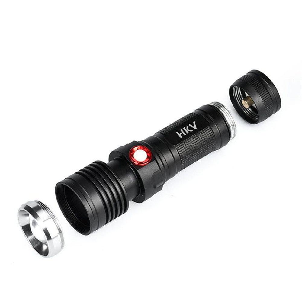 HKV USB Rechargeable 4 Modes Led Flashlights Chargeable Waterproof Torch