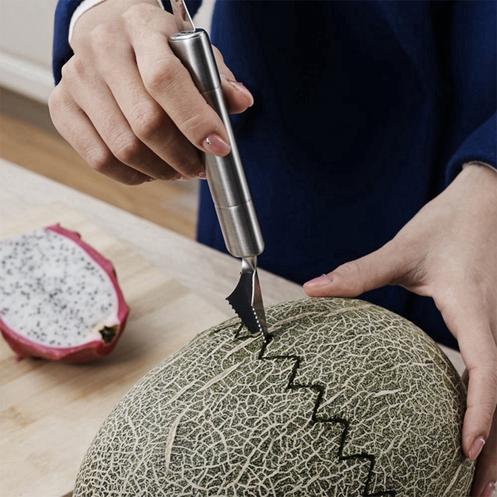 3pcs Watermelon Slicer Double Head Melon Baller Scoop Fruit Flower Carving Knife