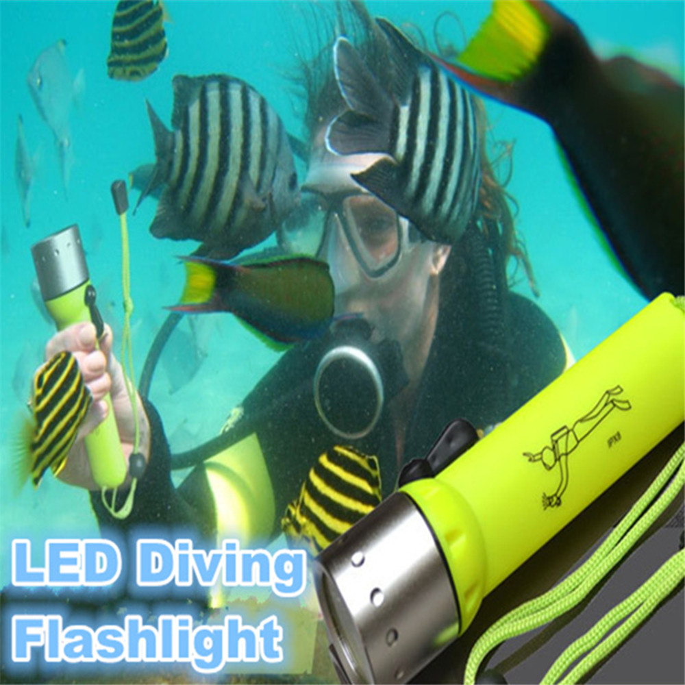 HKV LED Waterproof Diving Flashlight 200-500 Lumens for Underwater Lamp Hiking