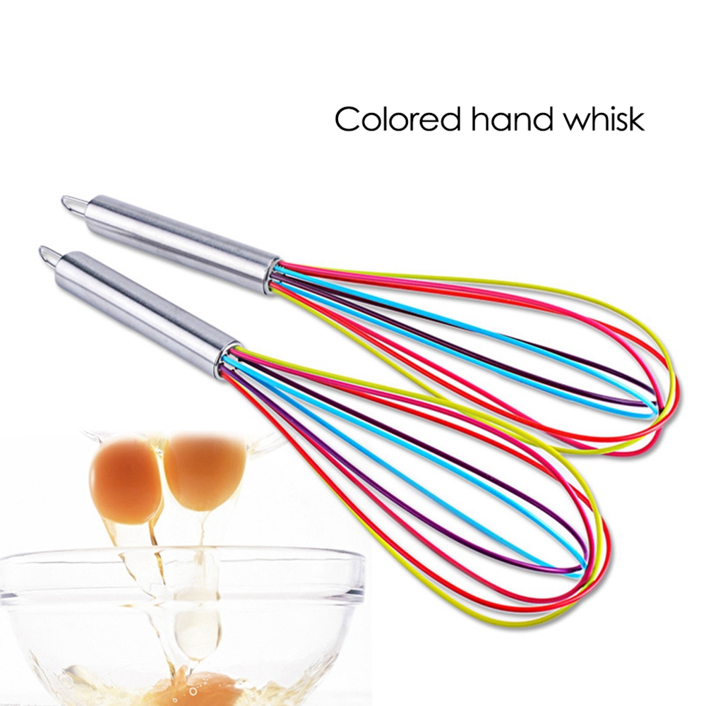 10 Inch Color Handle Silicone Egg Beater Whisk Mixer Kitchen Tool