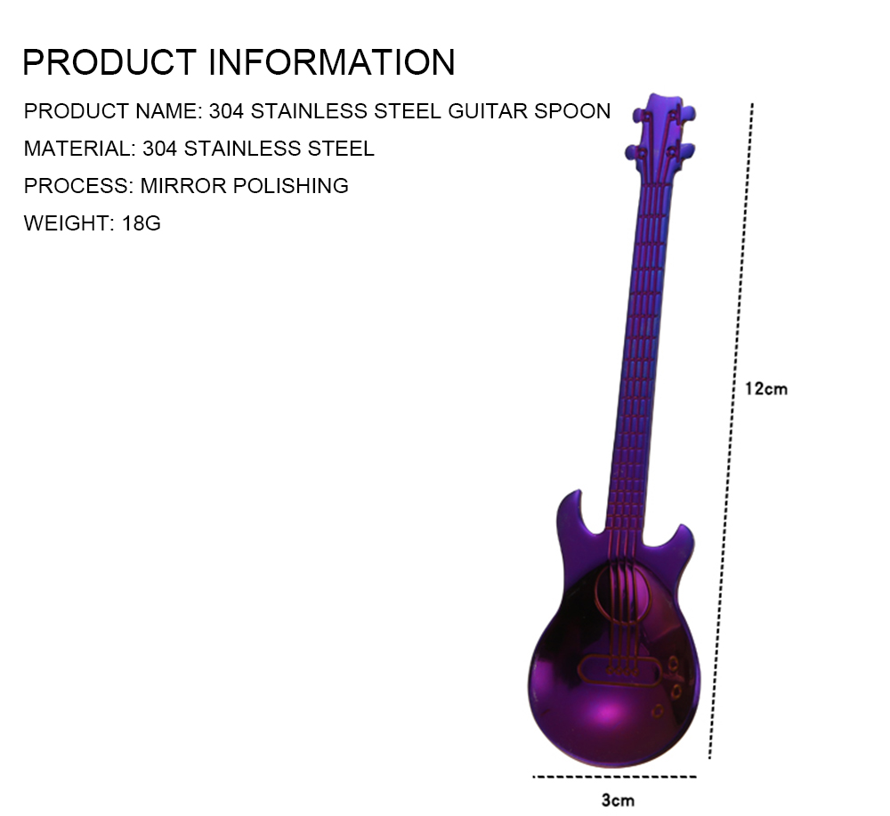 Guitar-Shaped 304 Stainless Steel Coffee Stirring Spoon