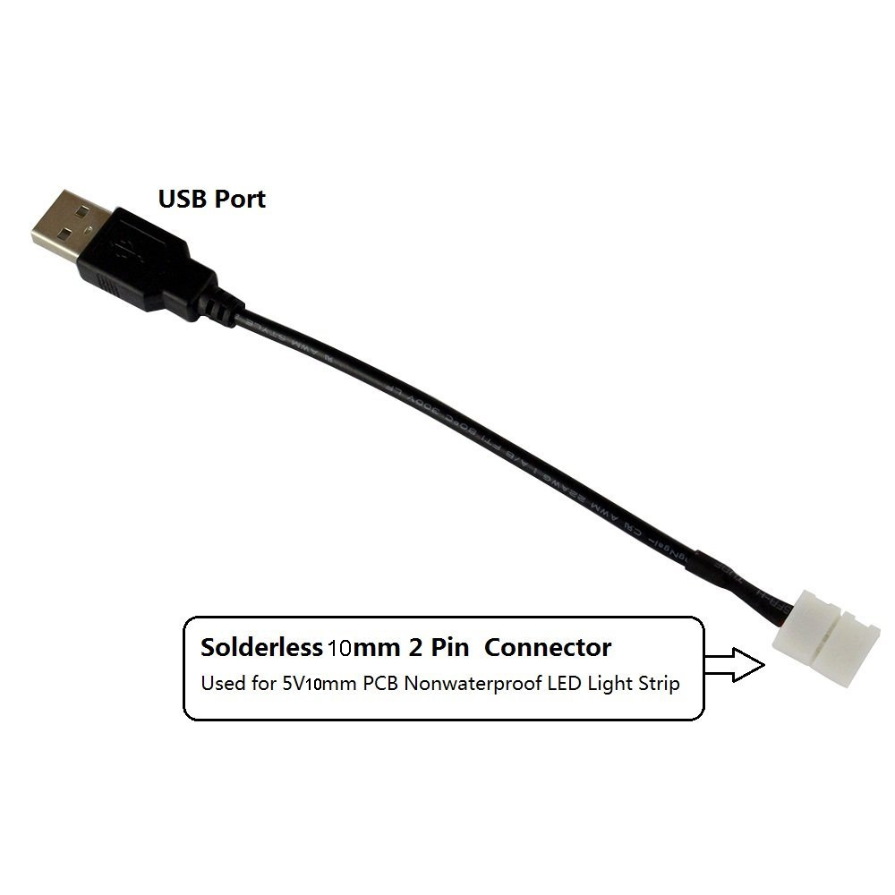 5M USB 5V 5050 TV LED Strip Light and USB Connector Line 2PCS