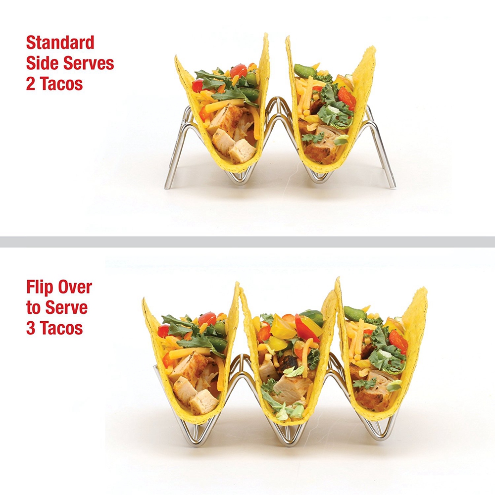 Taco Holder 2 Wave Shape Stainless Steel Food Rack Hard Shell Kitchen Tool