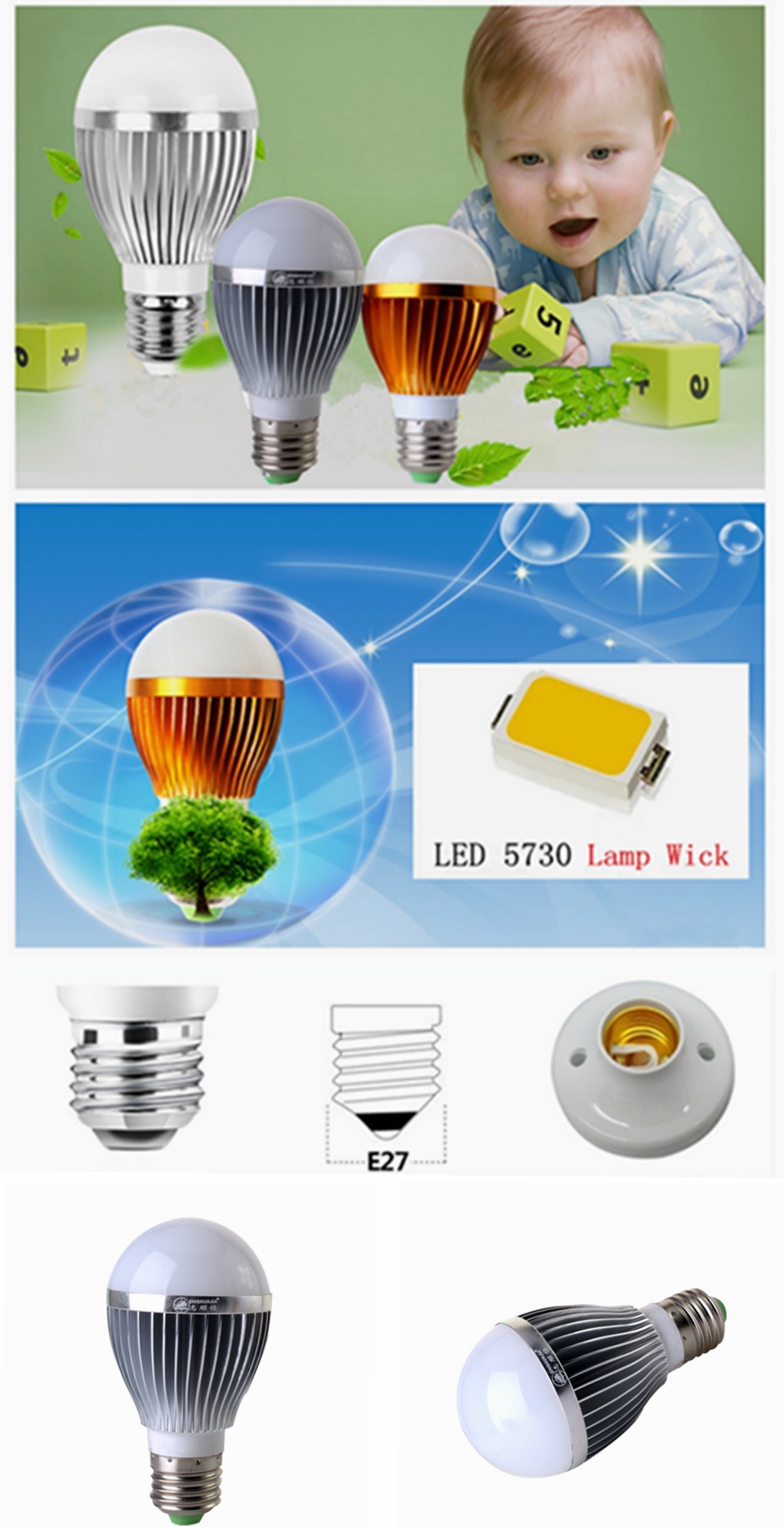 ZHISHUNJIA E27 12W 5000K White 1000lm LED Globe Bulb (AC 85-265V)