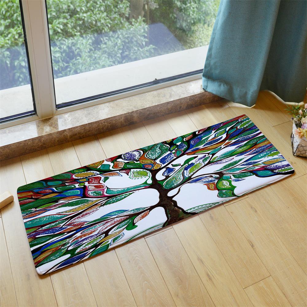 Colorful Tree Super Soft Non-Slip Bath Door Mat Machine Washable Quickly Drying