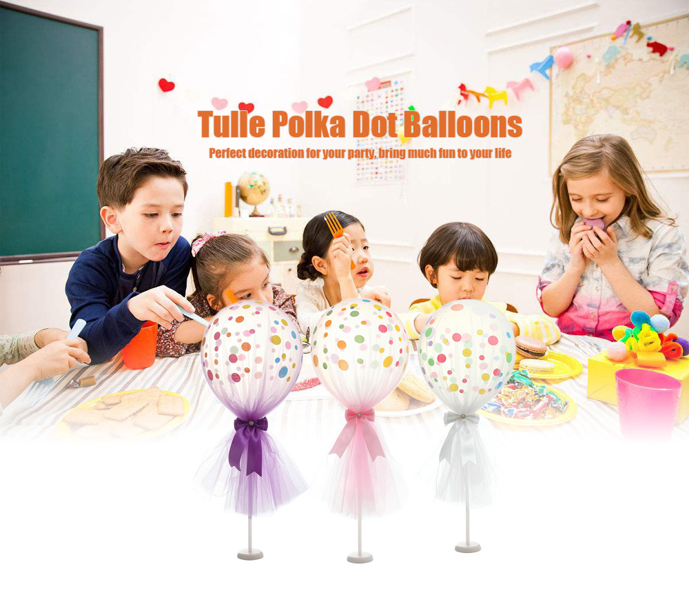 12 inch Tulle Polka Dot Balloon Kit for Birthday Wedding Party Valentine's Day Decoration