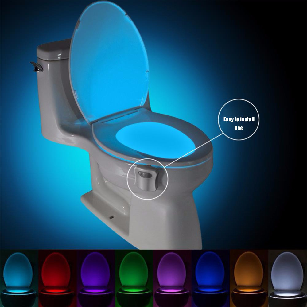 Smart Toilet Night Light LED With 8 Color Changing Battery Operated Washroom