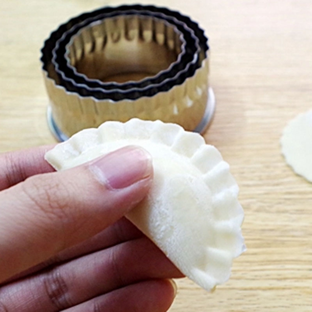 3pcs Stainless Steel Dumpling Wrapper Maker Lace Cake Egg Dough Cutter