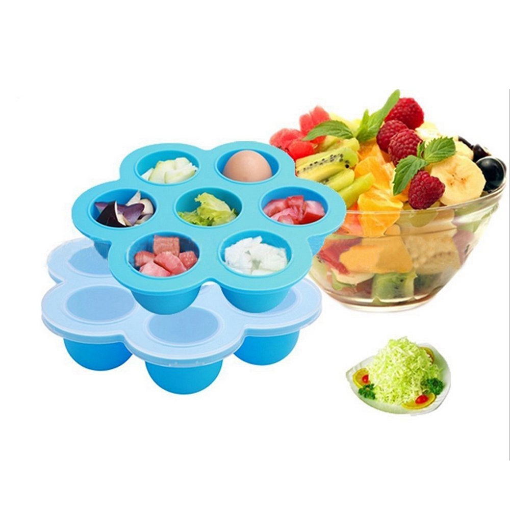 Baby Silicone Assist Food Feeding Box Ice Cube Tray with Cover