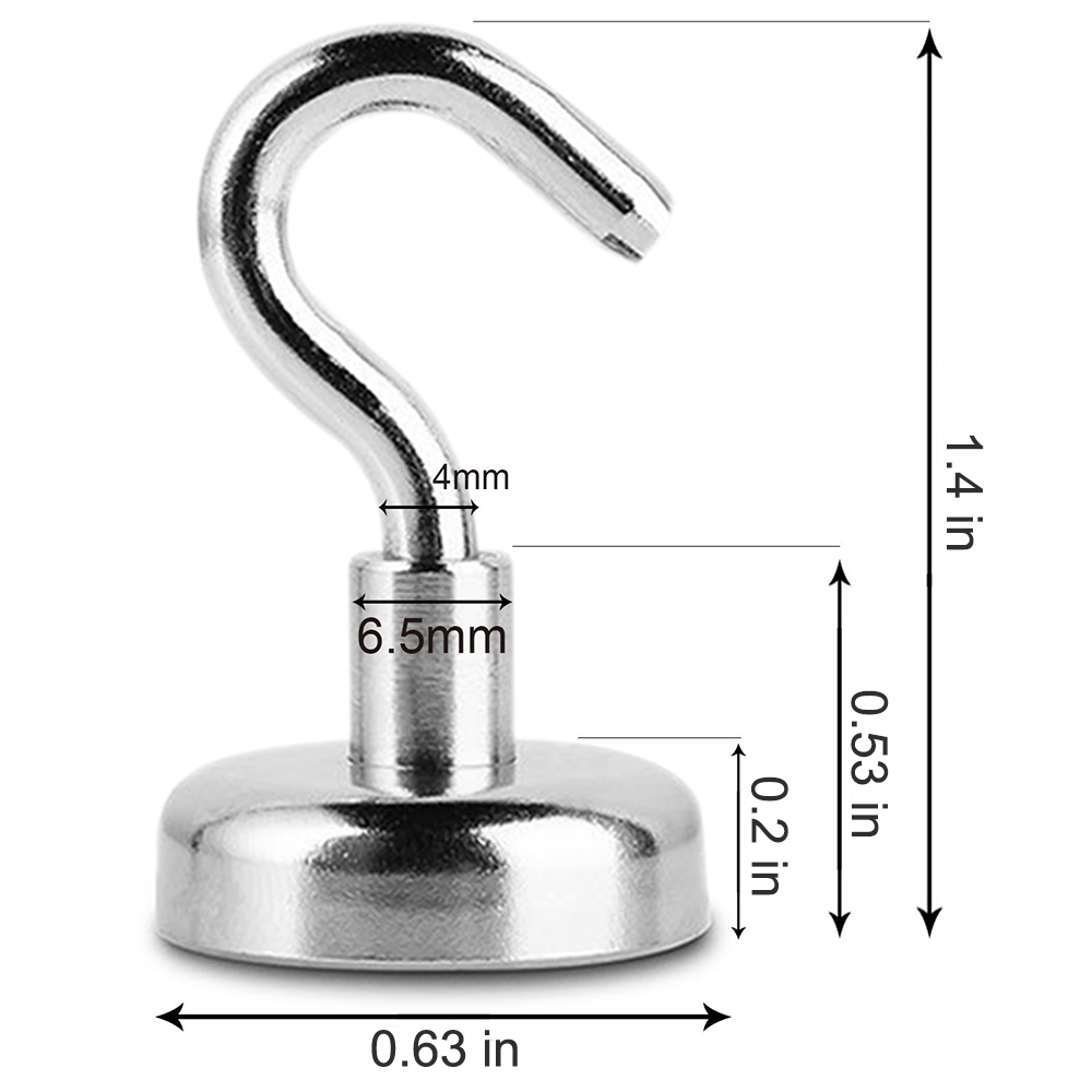 Neodymium Magnet Magnetic Hooks for Home Kitchen Workplace Office Hanging 6PCS