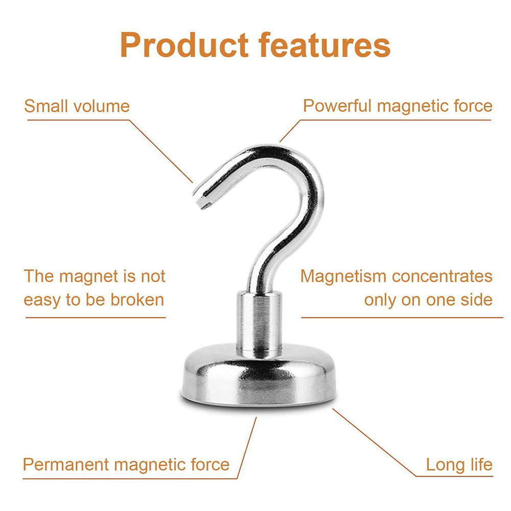 Neodymium Magnet Magnetic Hooks for Home Kitchen Workplace Office Hanging 6PCS