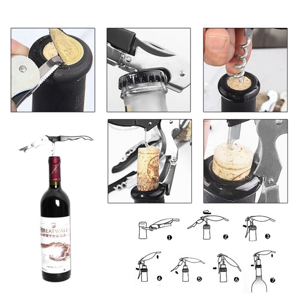 Multifunction Stainless Steel Wine Opener Seahorse Shape Kitchen Bar Tool