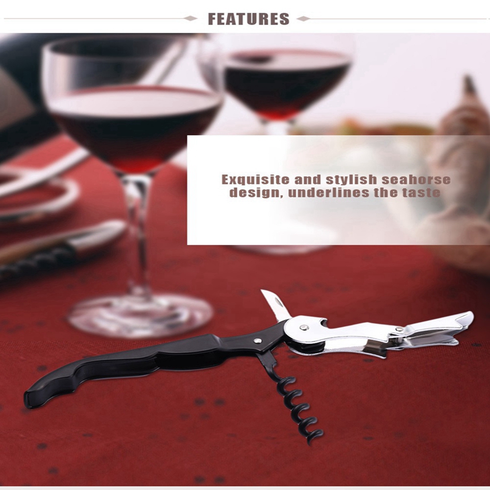 Multifunction Stainless Steel Wine Opener Seahorse Shape Kitchen Bar Tool