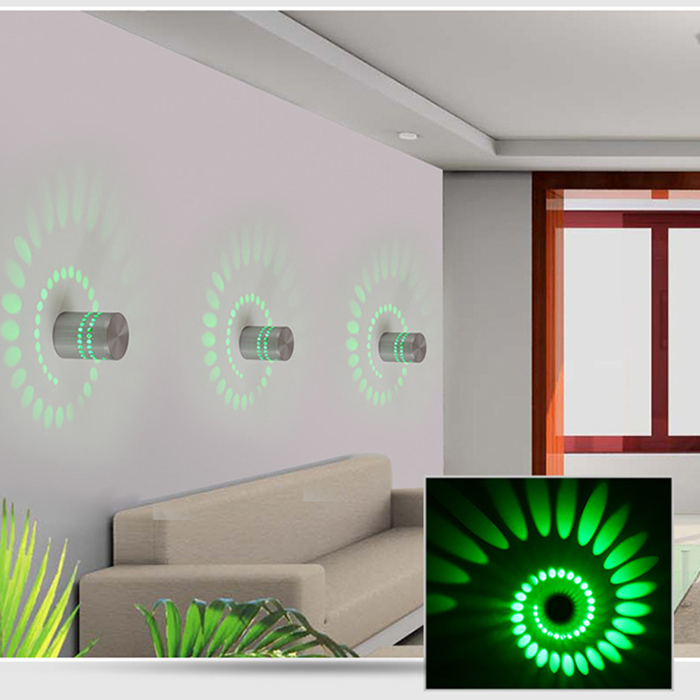 3W RGB Remote Control Dimmable Spiral LED Wall Lamp