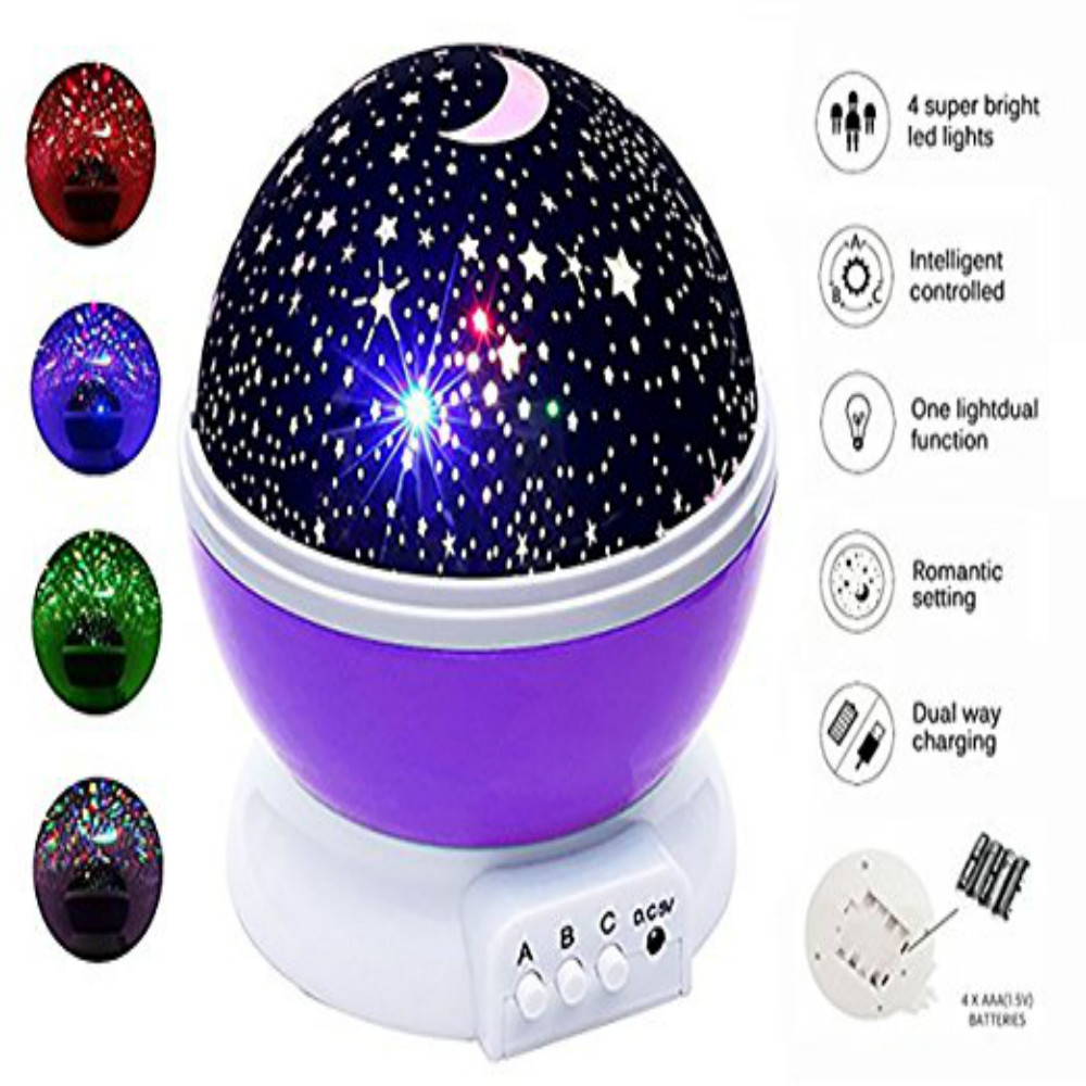 Automatic Rotary Star Projector Moon Colorful USB Led Night Lights