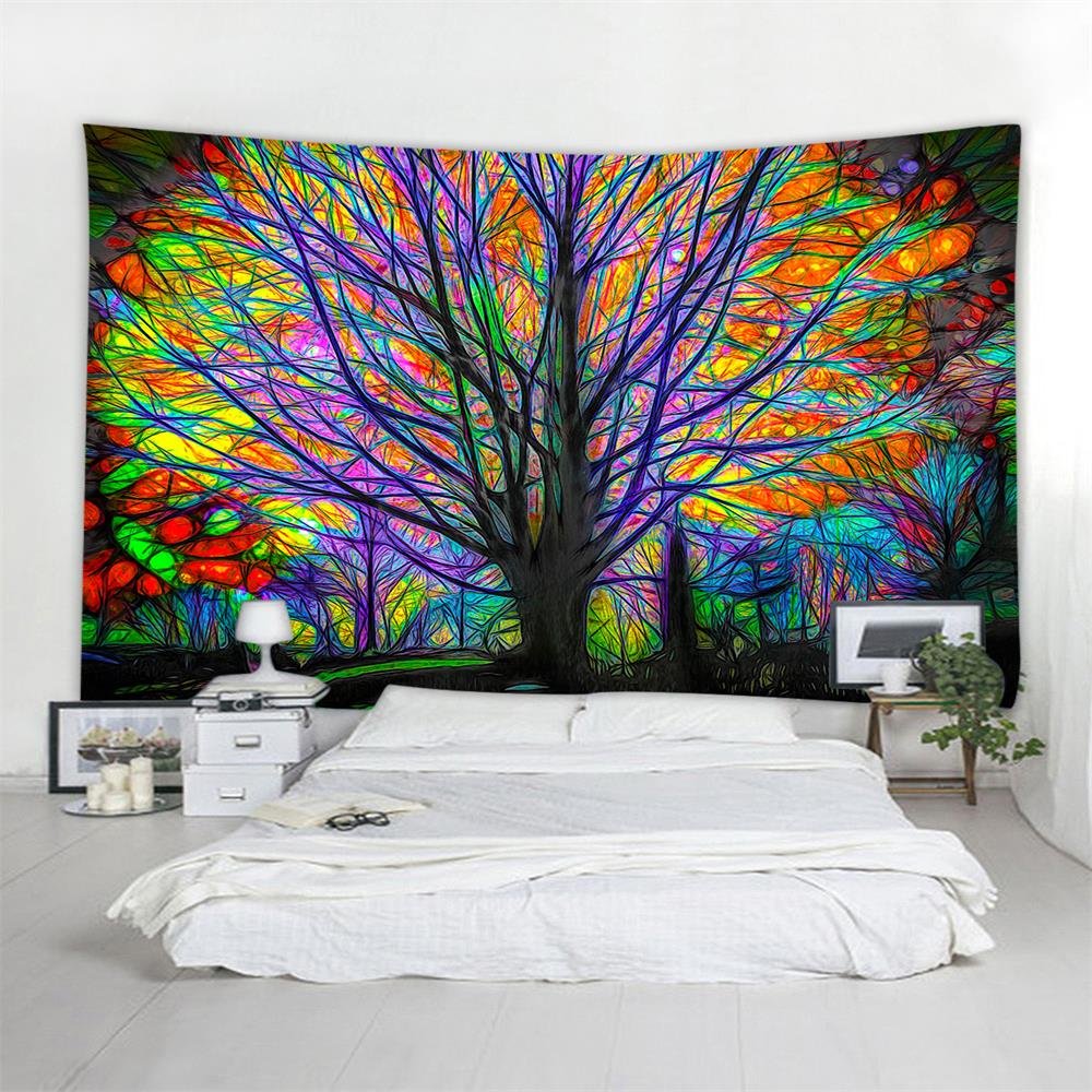 Glowing Tree 3D Printing Home Wall Hanging Tapestry for Decoration