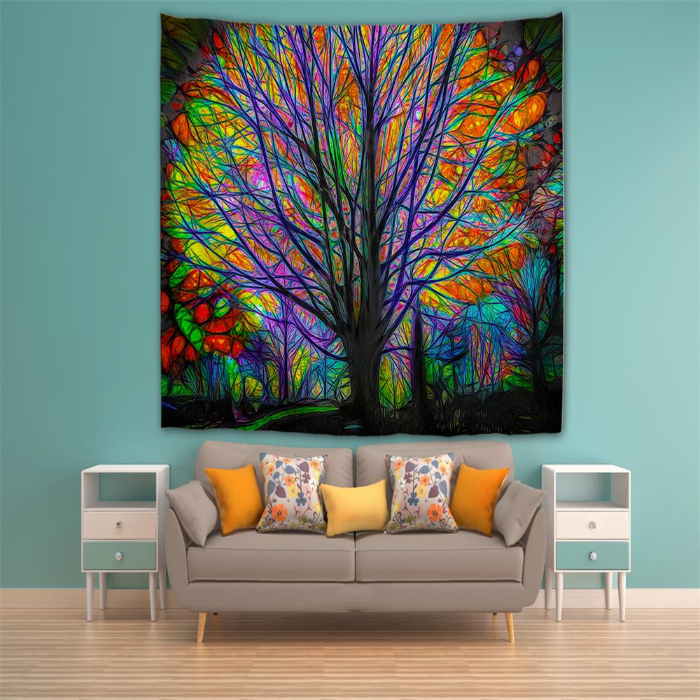 Glowing Tree 3D Printing Home Wall Hanging Tapestry for Decoration