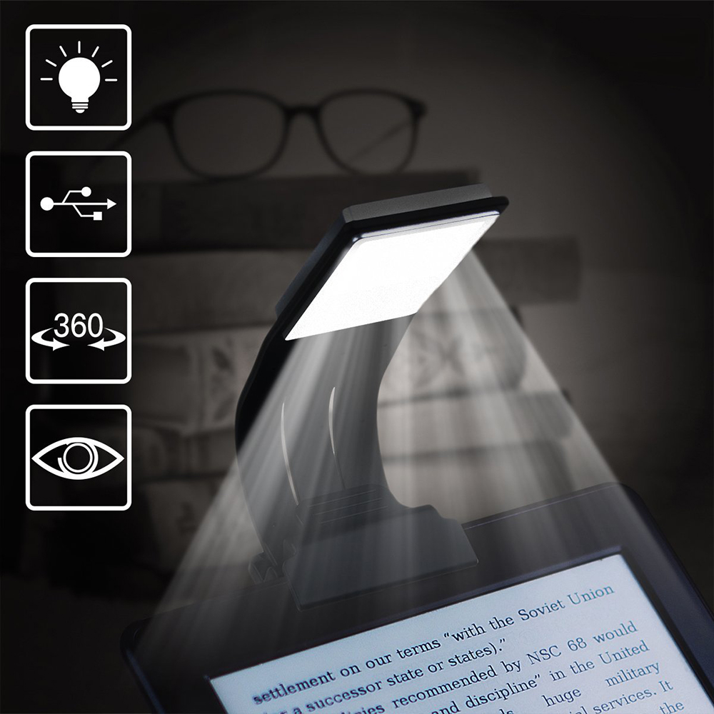 Utorch Kindle LED Clip Reading Light USB Folding Rechargeable Portable Lamp