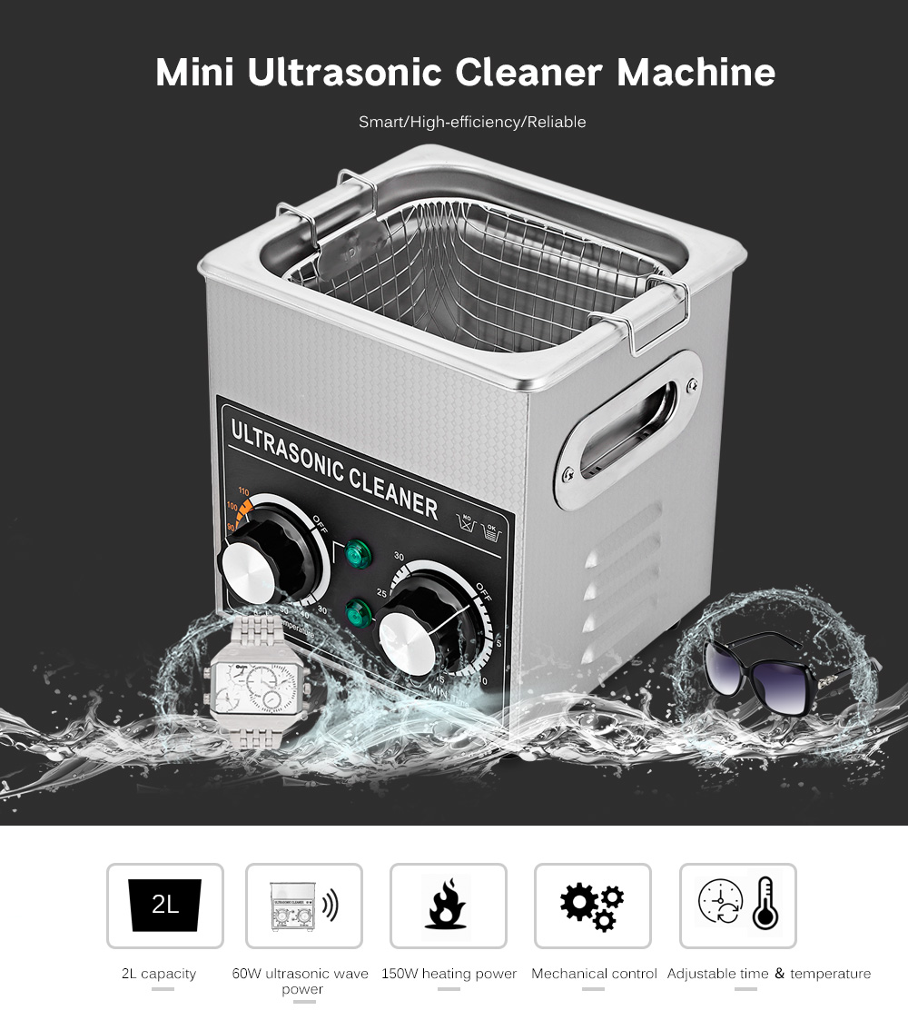 CJ - 010 2L Ultrasonic Cleaner Machine with Heater Timer Cleaning Jewelry False Tooth Shaver