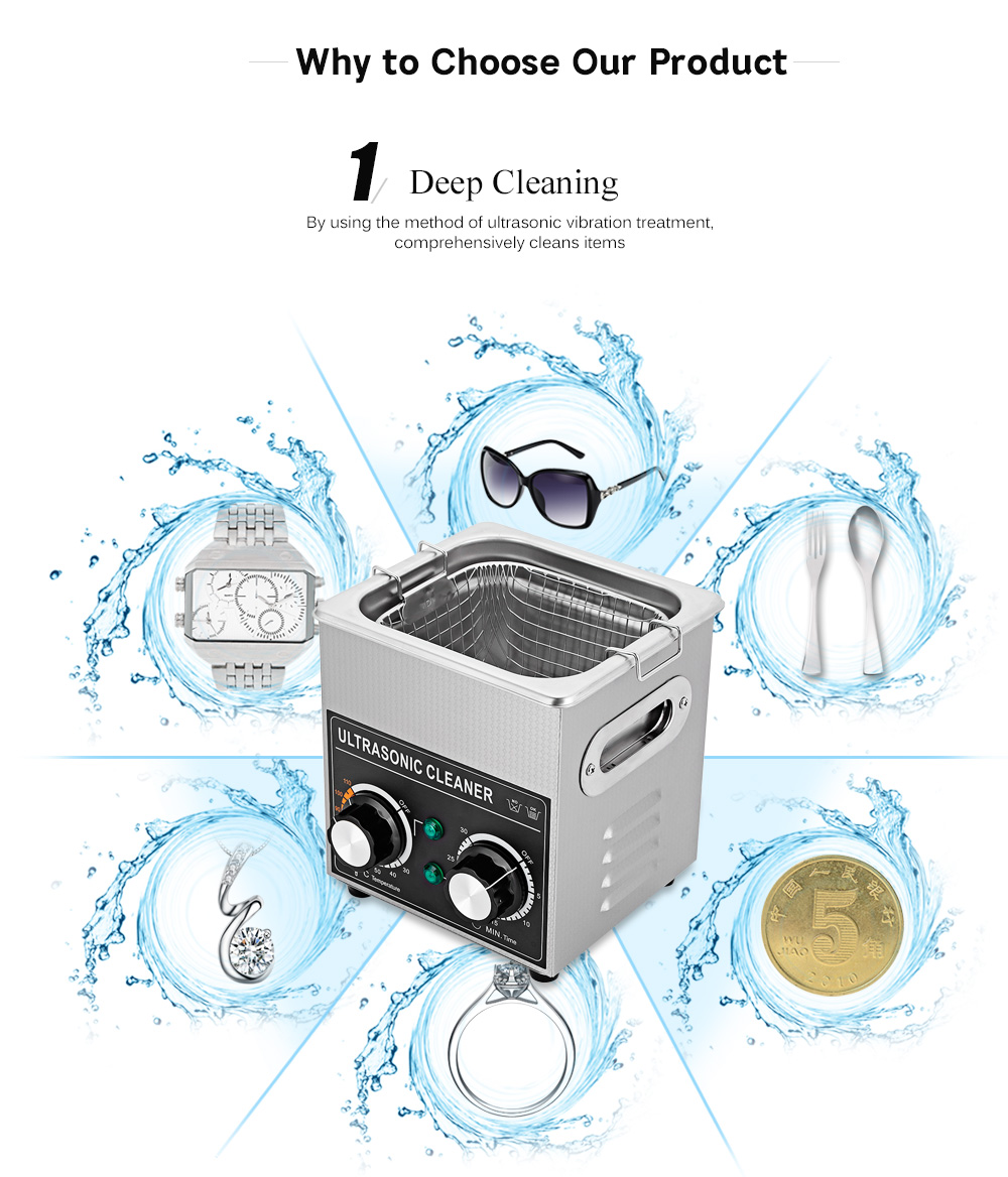 CJ - 010 2L Ultrasonic Cleaner Machine with Heater Timer Cleaning Jewelry False Tooth Shaver