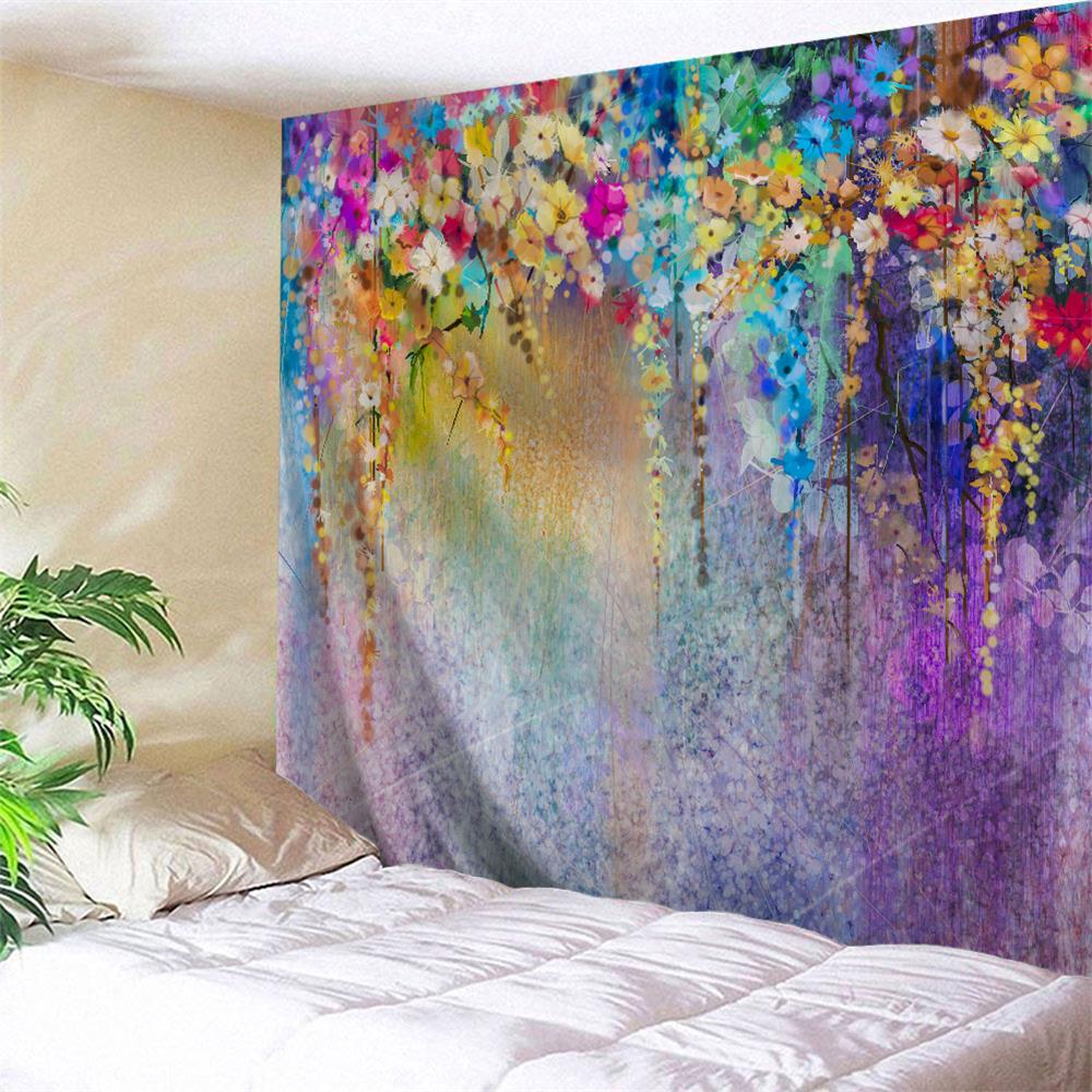 Floral Watercolor Painting 3D Printing Home Wall Hanging Tapestry for Decoratio