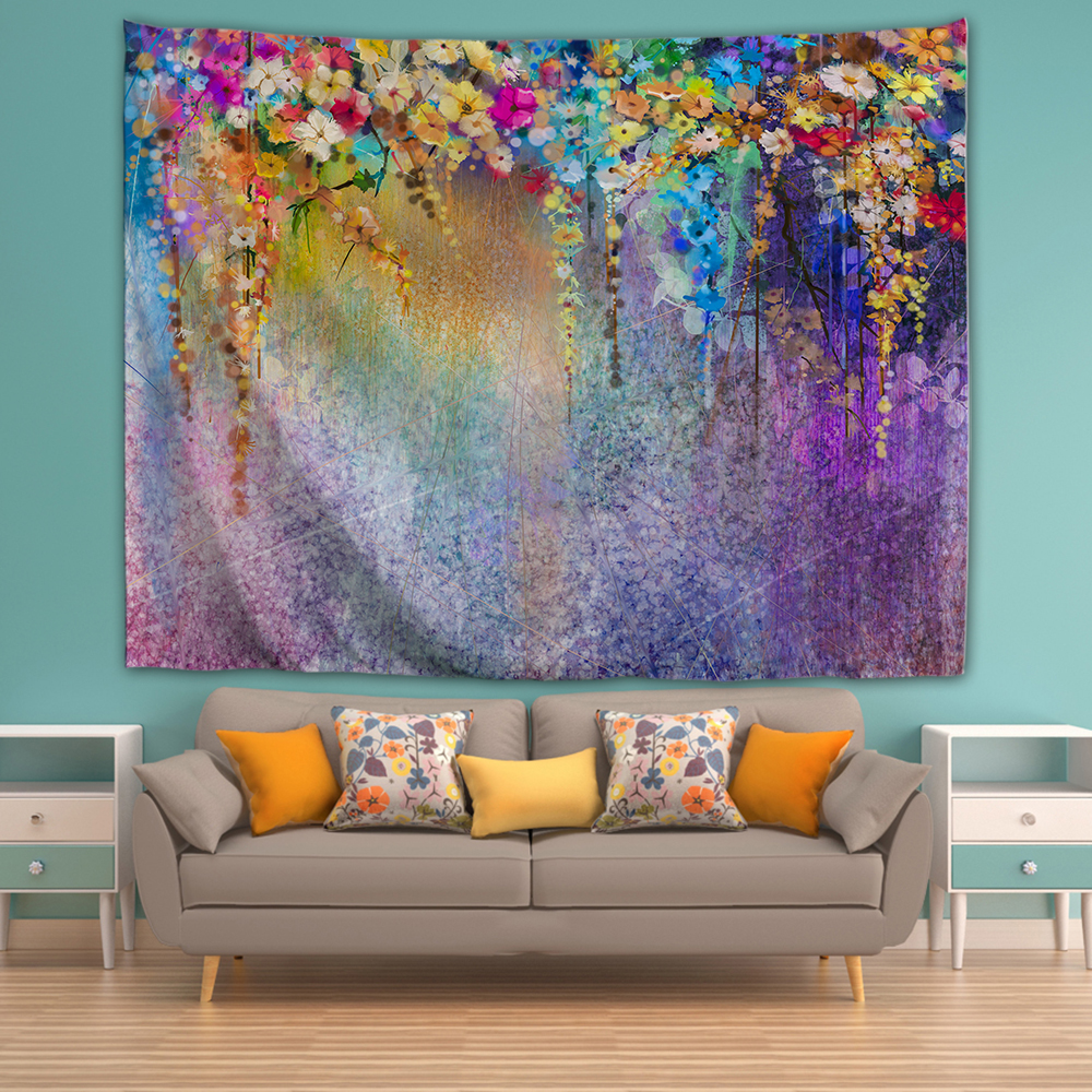 Floral Watercolor Painting 3D Printing Home Wall Hanging Tapestry for Decoratio