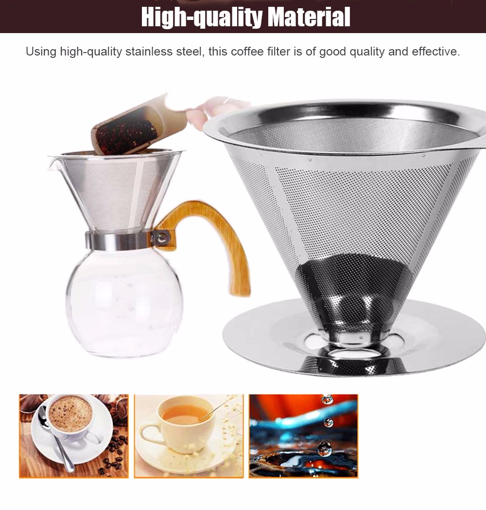 Reusable Stainless Steel Two-layer Coffee Filter with Cup Stand