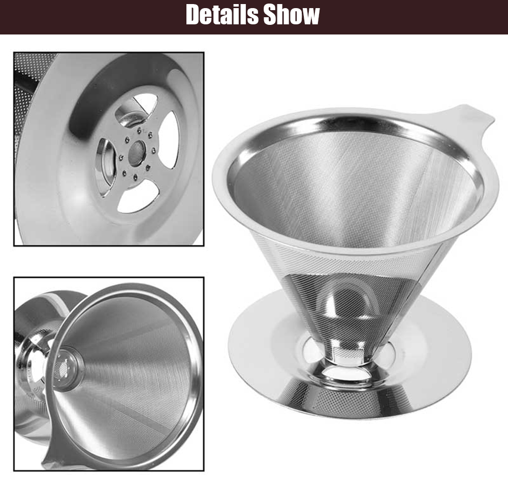 Reusable Stainless Steel Two-layer Coffee Filter with Cup Stand
