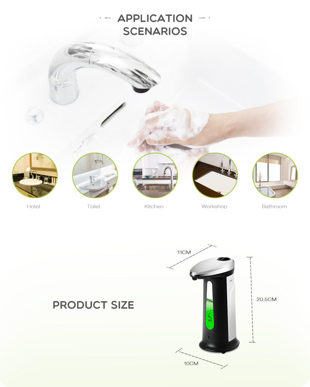 AD - 03 400ml ABS Electroplated Automatic Soap Dispenser Touchless Sanitizer Dispenser