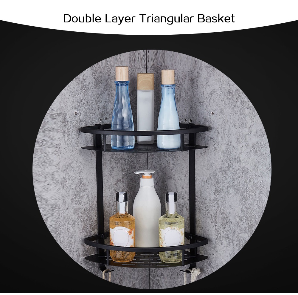 Double Layer Triangular Basket Wall Hanging Corner Rack Bathroom Shelves