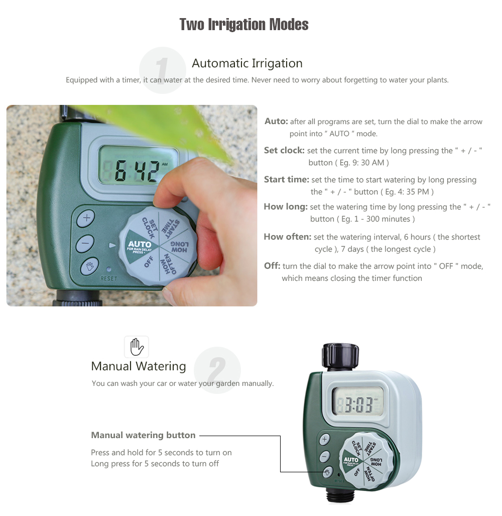 Single Outlet Hose Faucet Timer with Large Digital Display for Yard Garden Greenhouse