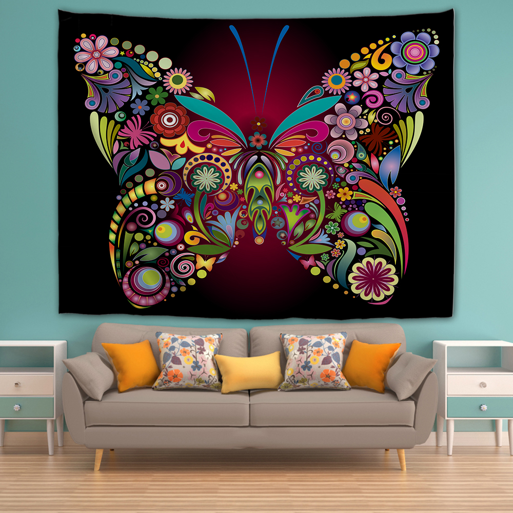 Colorful Butterfly 3D Printing Home Wall Hanging Tapestry for Decoration