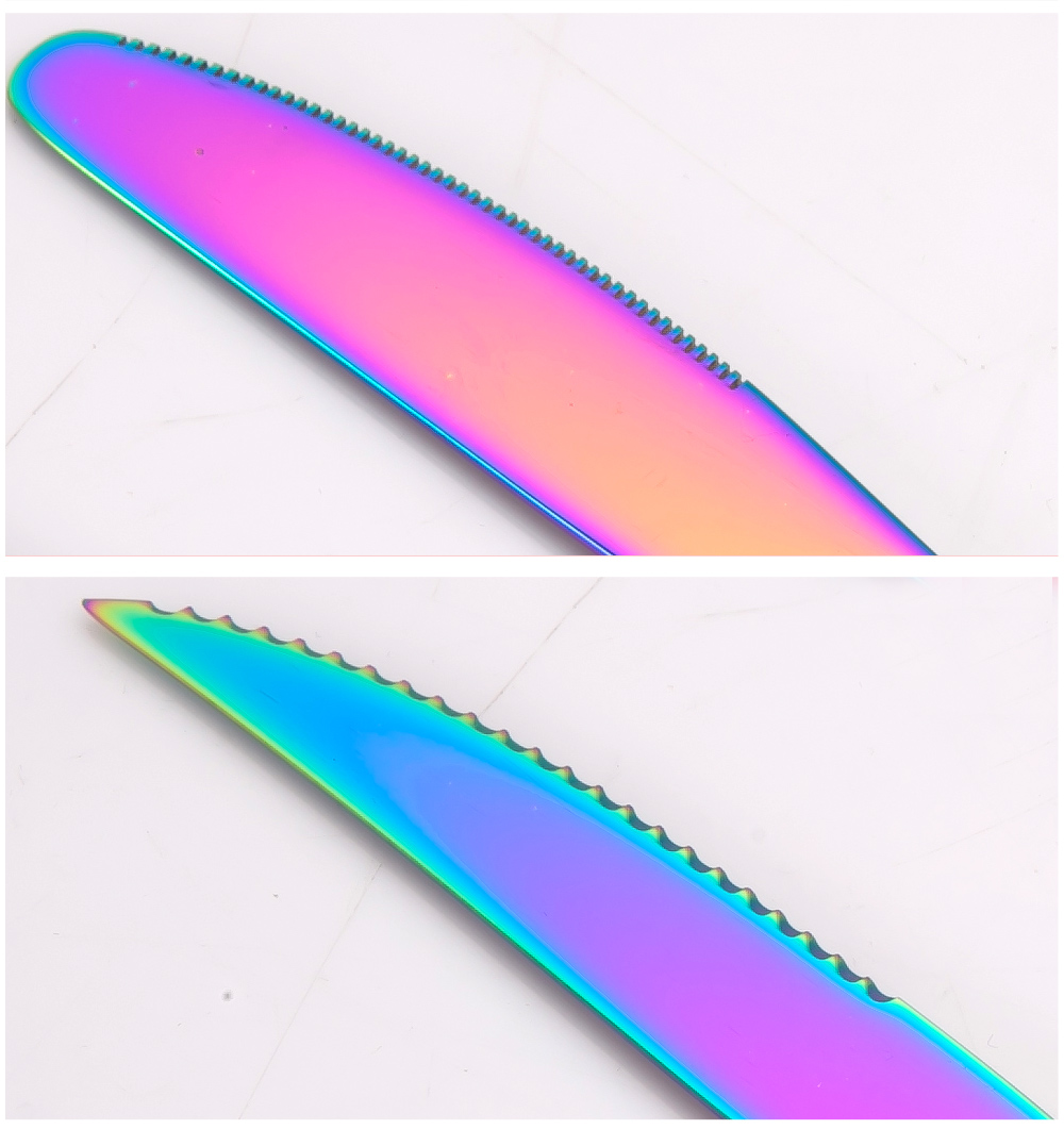 Rainbow-Colored Stainless Steel Cutlery Knife Fork Spoon
