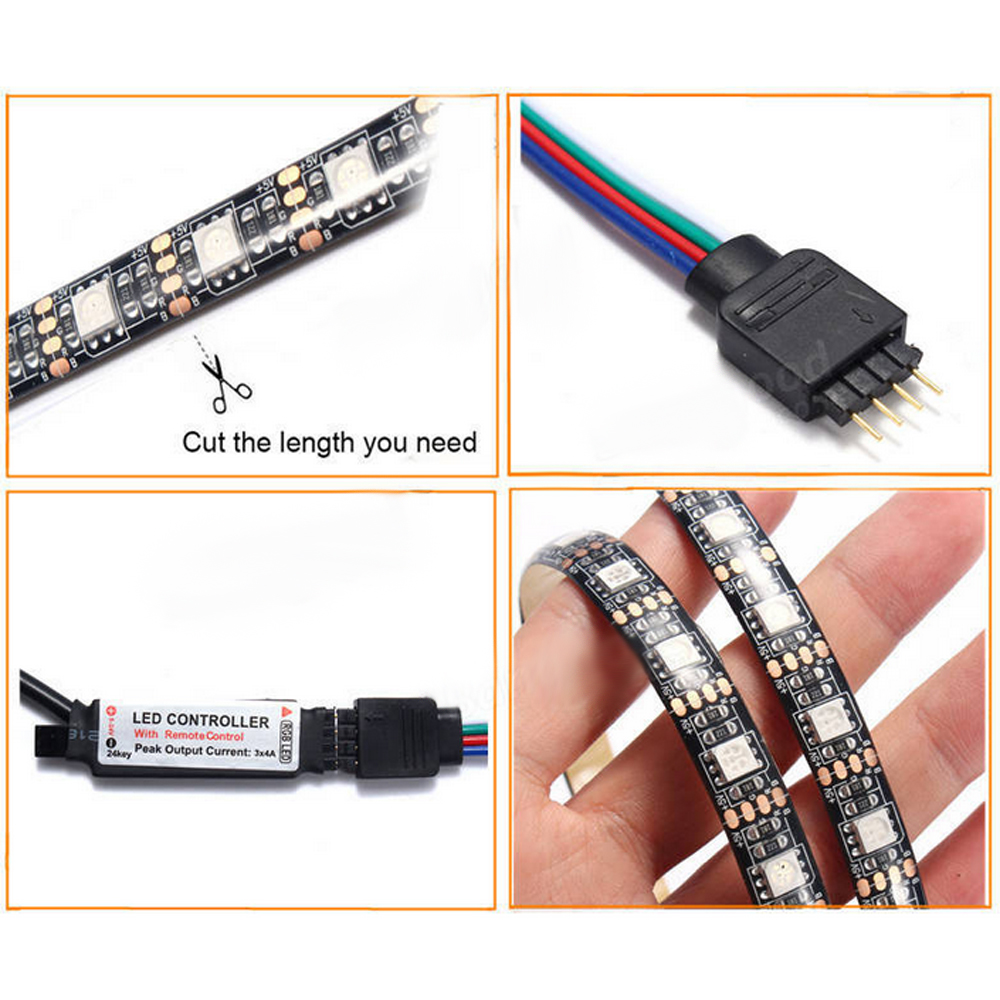 ZDM 1M 5050 RGB LED Strip Lamp Bar TV Lighting Kit with 17Key RF USB 5V
