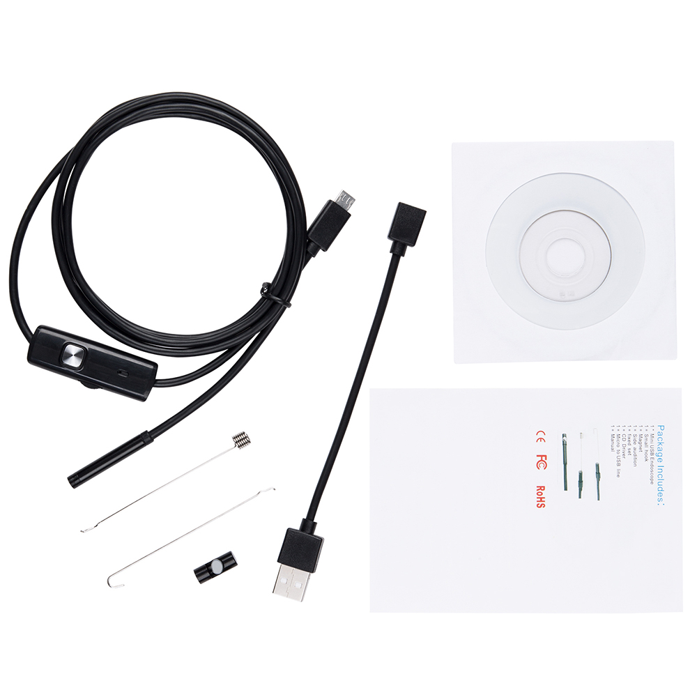 USB Endoscope Waterproof Inspection Snake Camera Borescope with USB Adpater