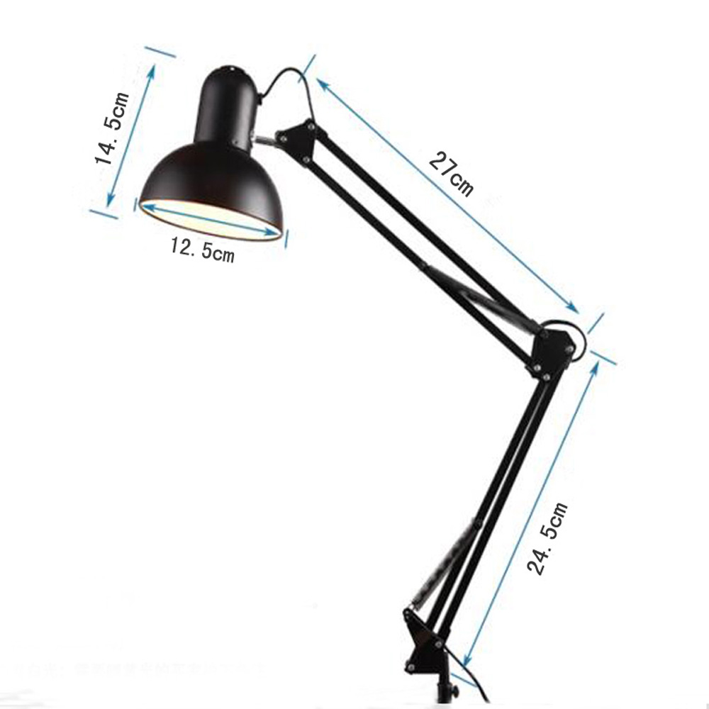 LED Desk Lamp E27 Long Swing Arm Folding Reading Light Exclude Bulb