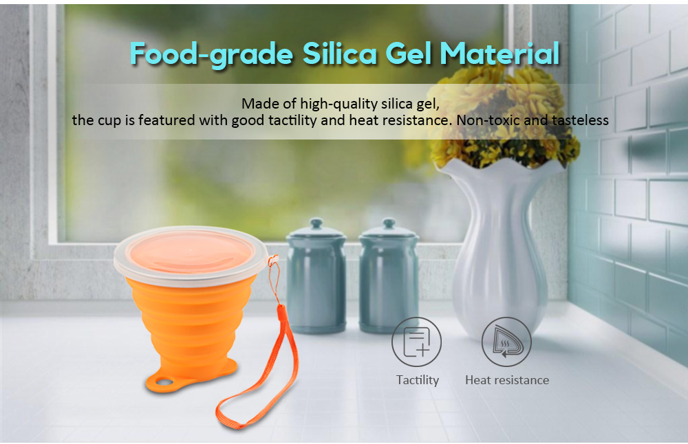 Silica Gel 270ML Folding Water Cup Heat Resistance with Cover Strap
